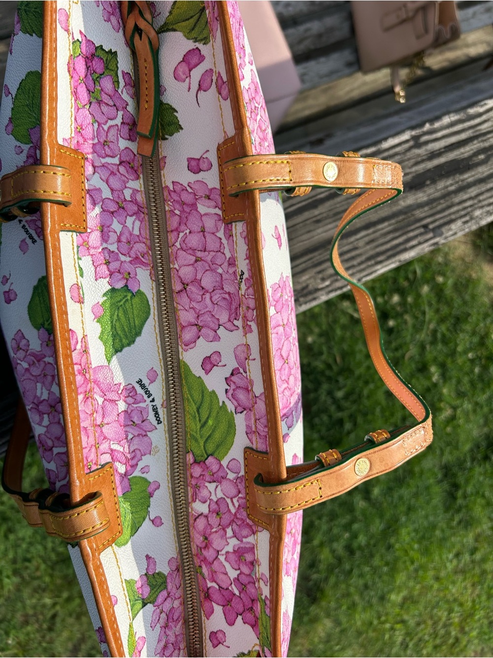 Dooney & Bourke Pink Hydrangea Floral Tote Bag - Picture 9 of 16